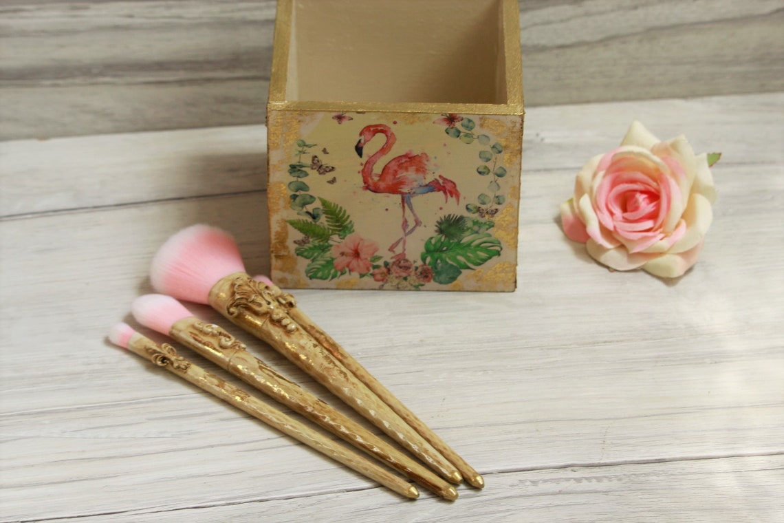 Vintage Makeup Box with Make up Brushes Antique Treasury Box Etsy