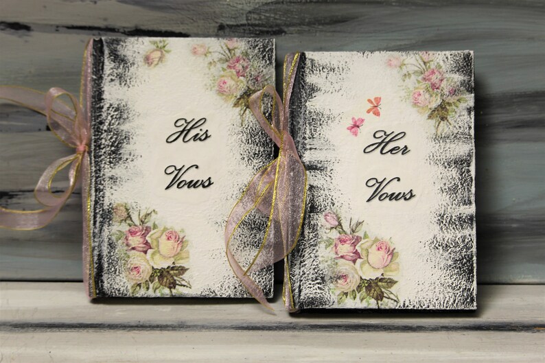  Wedding Vow Books Personalized Retro Vow Books Decoupaged 