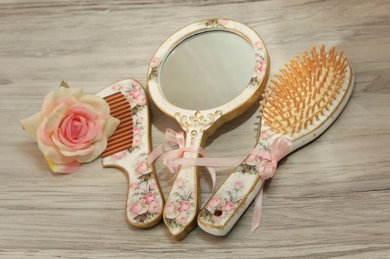 Retro Wooden Hairbrush Hand Painted Hair Brush Bridesmaids Etsy