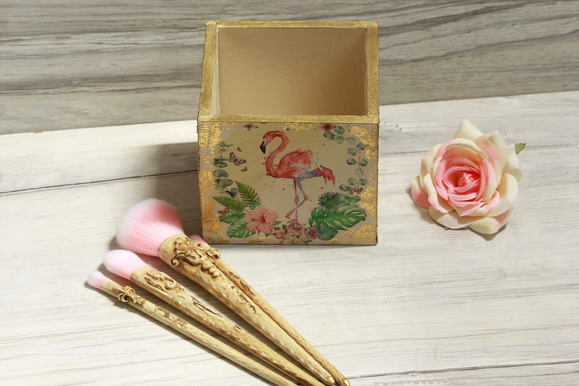 Vintage Makeup Box with Make up Brushes Antique Treasury Box Etsy