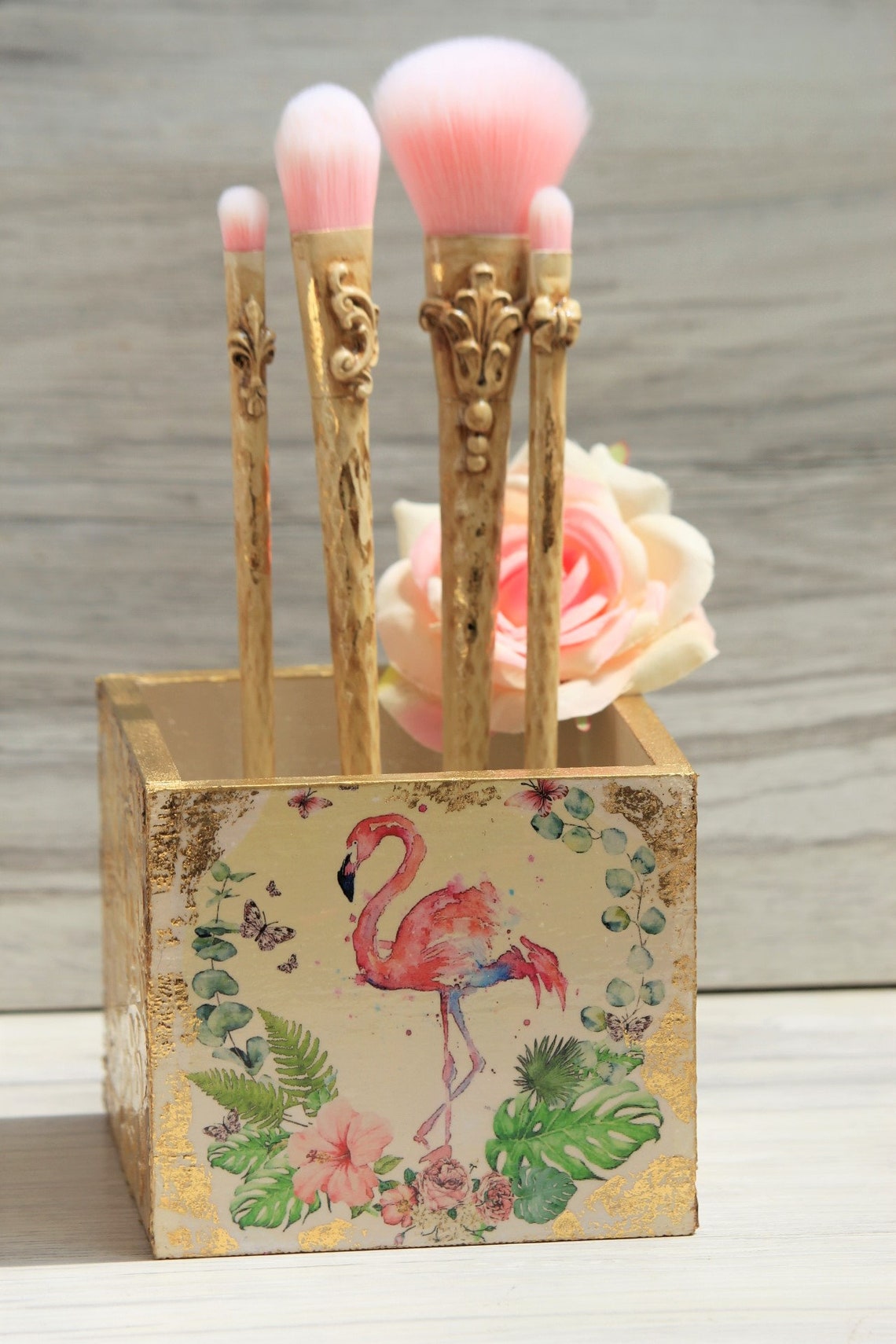 Vintage Makeup Box with Make up Brushes Antique Treasury Box Etsy