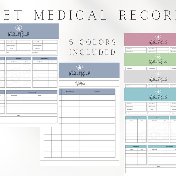 Pet Medical Record | Veterinary Record Keeping Sheet