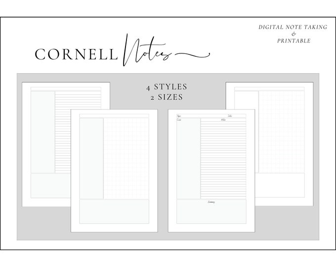 Digital Cornell Notes Templates for iPad and Tablet Note Taking ...