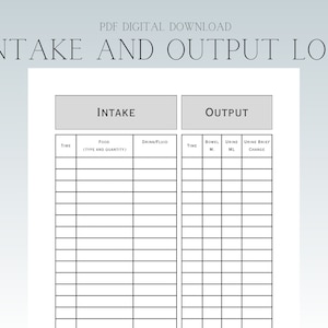 Intake en output digitaal afdrukbaar, vochtbalans Home Health, Hospice, Med Surg Shift organisator en planner | Verpleegkundige sjabloondownloads