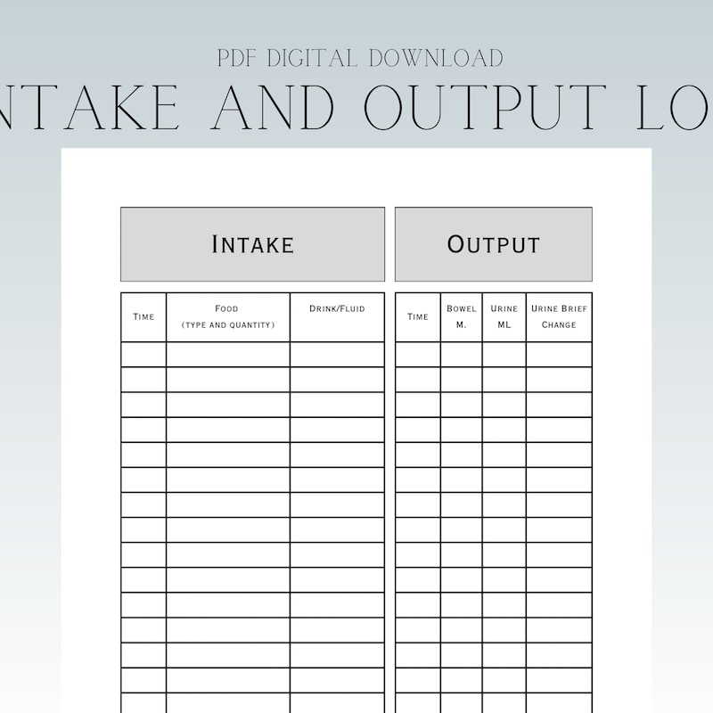 Intake and Output Chart Nursing - Etsy