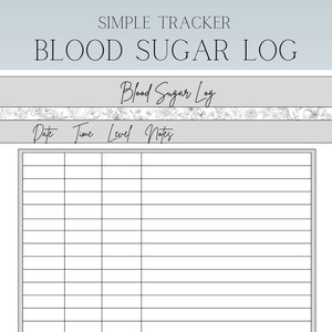 May include: A printable blood sugar log with columns for date, time, level, and notes. The log has a simple design with a floral border.