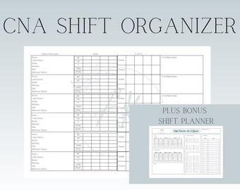 CNA/PCT/Tech Report Sheet, Shift Organizer and Planner | Nursing Assistant  Template Downloads Brain Sheet