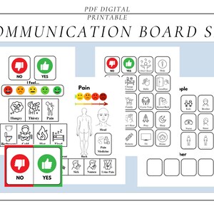 Tableau de communication PDF imprimable en téléchargement numérique Autisme, AVC, médecine, soins à domicile Cartes illustrées AAC