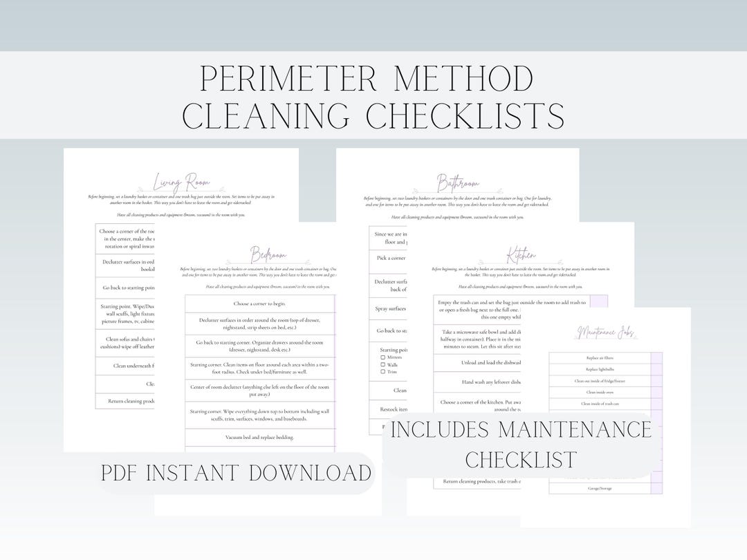 Deep Cleaning Schedule Checklist, Household, Perimeter Method, Easy ...