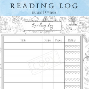 Boekleeslogboek | Tracker-dagboek lezen | Afdrukbare digitale download