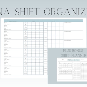 CNA Shift Organizer and Planner Blue | Nursing Assistant Vitals Signs Template Downloads