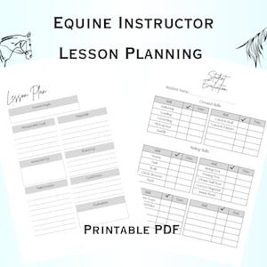 Equine Riding Instructor Lesson Plan Printable | Horseback Riding Planner | Digital PDF