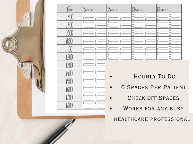 Nurse CNA Hourly Shift Schedule Med Pass to Do List - Etsy