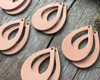 DIY Leather Craft, Open Teardrop Tooling Leather Earring Blanks, 12 Pieces