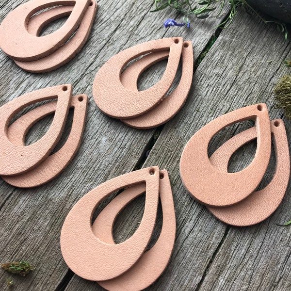 DIY Leather Craft, Open Teardrop Tooling Leather Earring Blanks, 12 Pieces