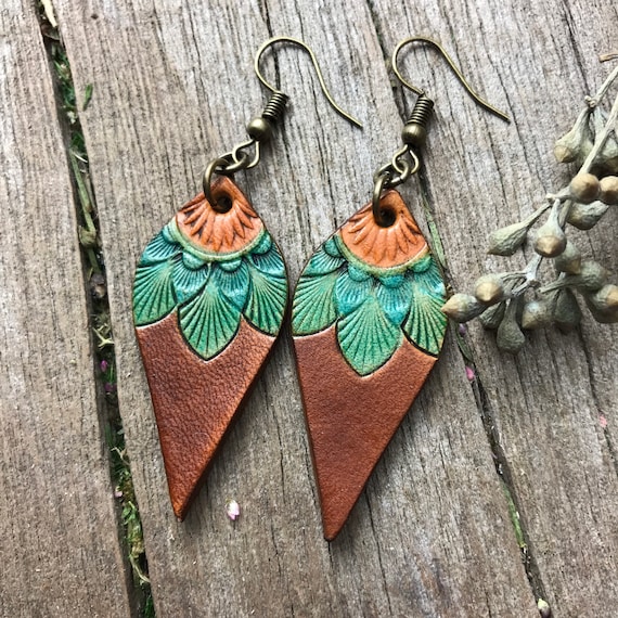 Etsy leather cheap earrings