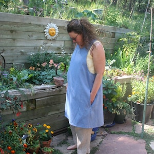 Japanese Pinafore Cross Back Apron, Extra Large Sizes, Apron Dress, Plus Sizes, Multiple Sizes, Side Pockets