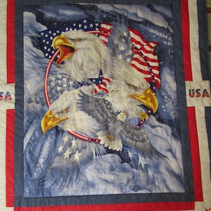 Quilt Kit - Above It All - 57 x 68 Soaring Eagle Watercolor Panel Throw  Quilt