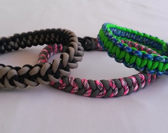 Dog Collar, Custom Made, Choice of  weave, Non-Adjustable, Paracord 550, Many colours