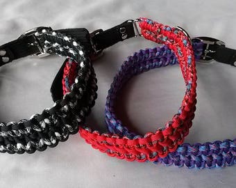 Adjustable, Double cobra weave (wide) Dog Collar, Paracord 550, Choose colours,  Custom made