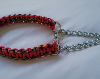 Martingale Dog Collar, Custom made, Paracord 550, Cobra weave, Many colour combinations,