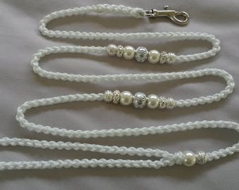 Wedding dog leashes, Beaded or plain, Micro Paracord, Custom made