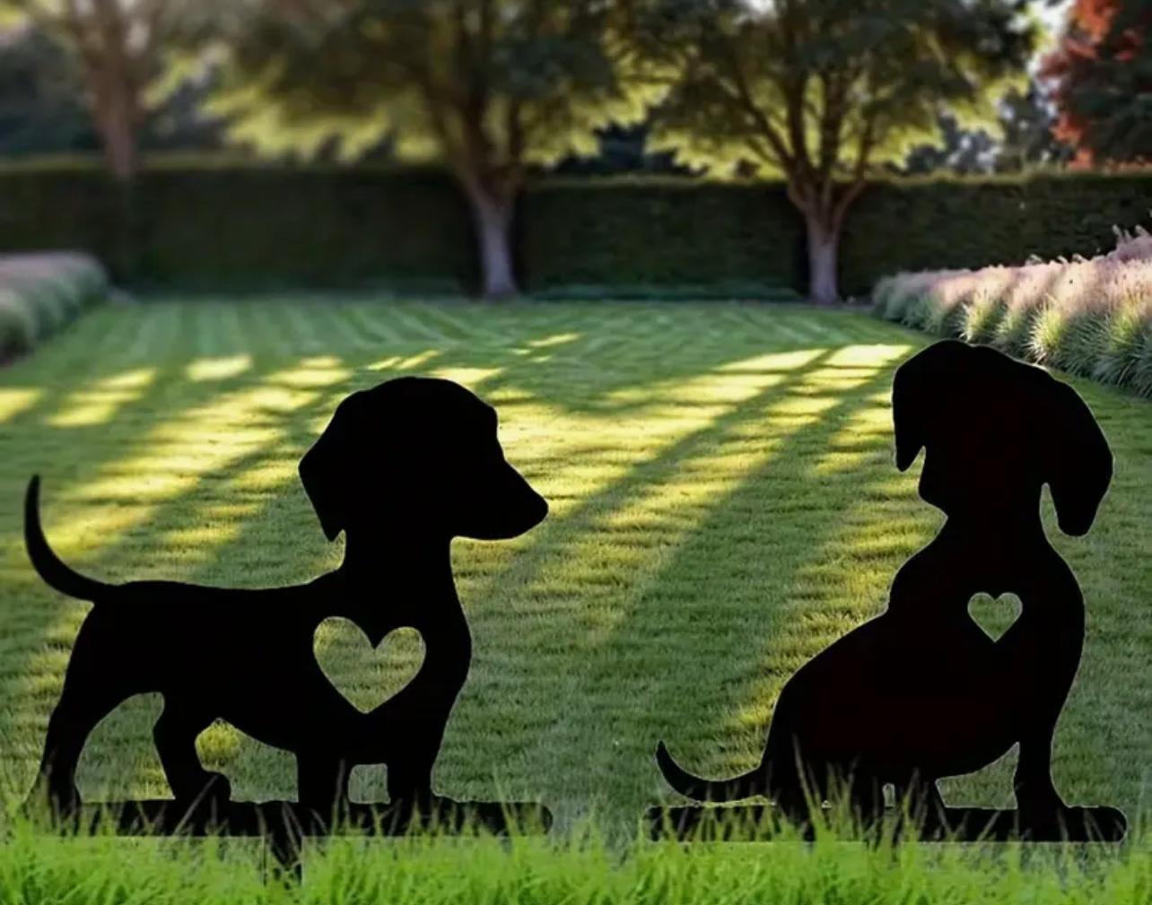 Dachshund Yard Stakes Set of 2- Plastic