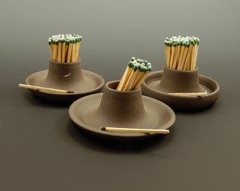 Ceramic Match Striker Dark Brown / Modern Stoneware / Handmade