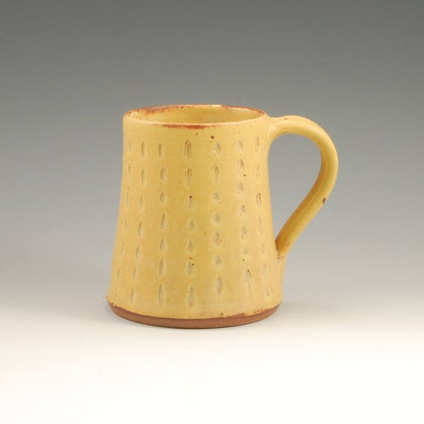 Yellow Pottery Mug 10 oz Stoneware Tea Mug Rustic Golden Yellow Satin Matte Glaze Handmade Reduction Gas Fired, 10oz