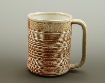 SECOND - Large 16 oz Salt Fired Mug / Modern Rustic Stoneware / Handmade