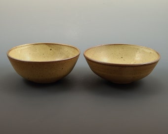 Pair of Small  5" Ceramic Bowls Beige / Modern Rustic Stoneware / Reduction Fired