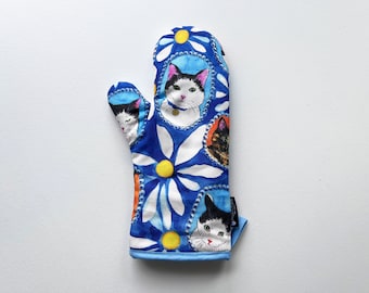 NEW!! Cat Oven Mitt -DAISY- Cats Oven Mitt Pot Holder Potholder Cat lover gift Cotton oven mitt Gift for Cat Lover Oven Glove