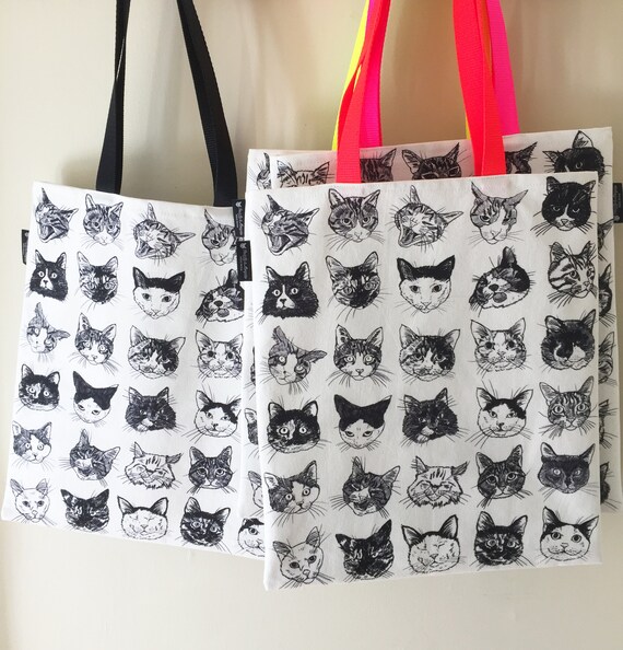 Cat print tote bag best sale