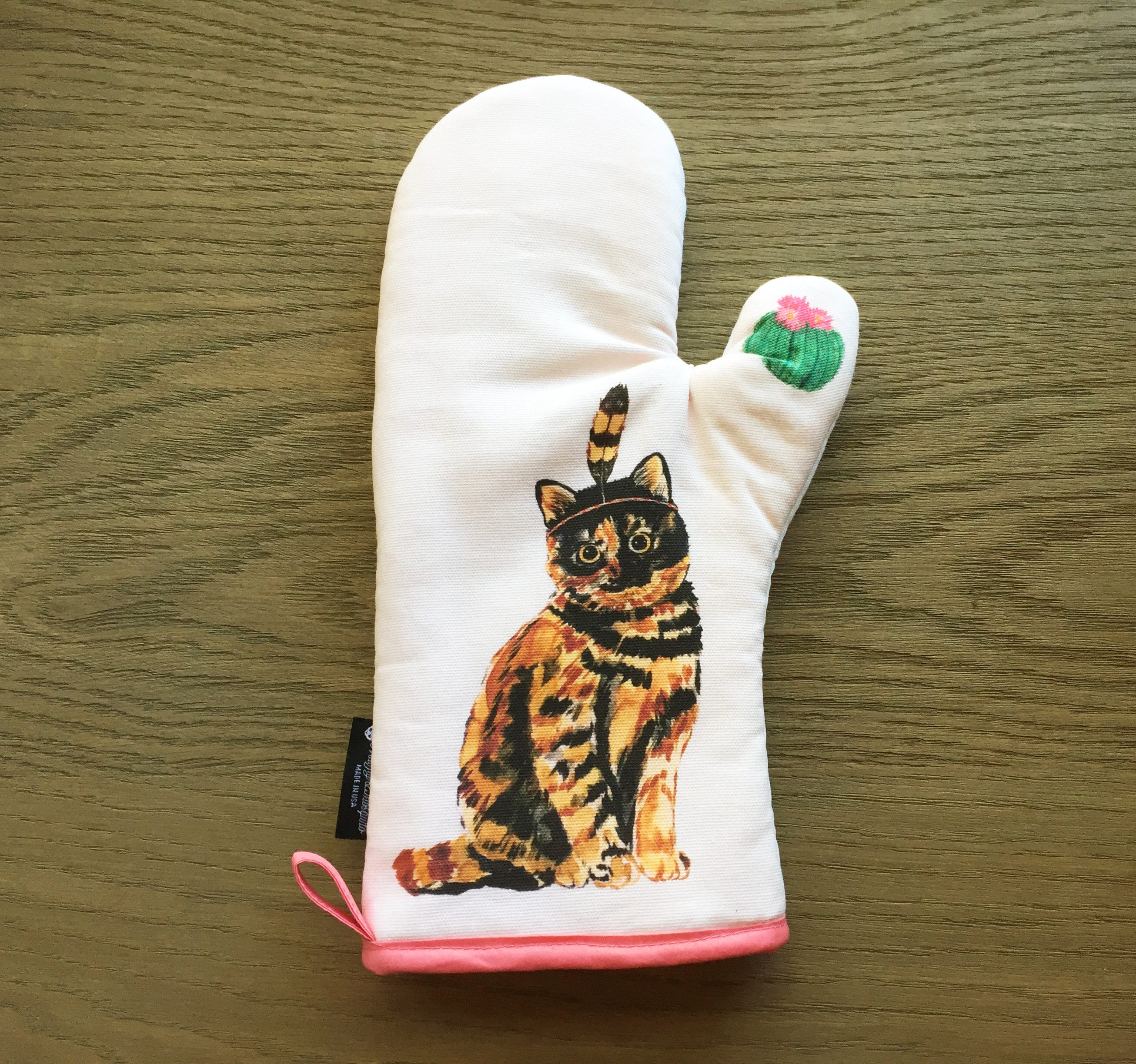 XRknows Cat-themed Heat Resistant Oven Mitts with Silicone Cat Paw print -  Green - XRKnows