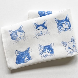 Cat Tea Towel Blue - OUR HAIRY FRIENDS -