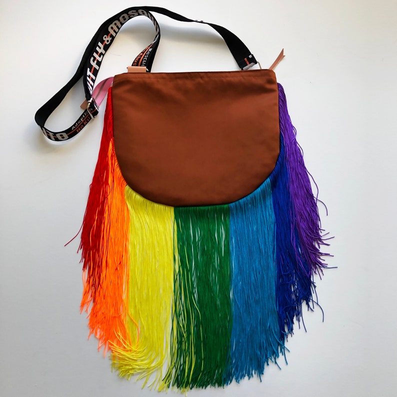 Fringe Crossbody Tasche/Rainbow Cats_Cloud-4/Fringe Geldbörse/Rainbow Fringe/Fringe Tasche/Regenbogen Fransen Bild 4