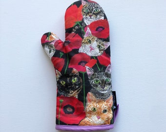 Cat Ovenmitt -Poppy- Cat pannenlappen, Cat Handdoeken, Hostess geschenken, Theedoek, Cat cadeau, Cat minnaar cadeau, Vakantiecadeaus, Cat cadeau voor haar