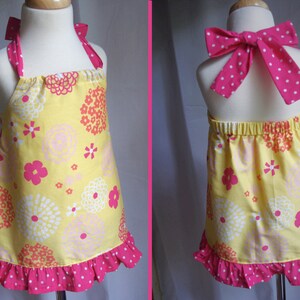 Floral Print Sundress, Bright Colors, Toddler Girl, Wear Everyday, 100% Cotton, Summer, Size 2, Yellow and Pink, Flower Print, Ruffles, Fun
