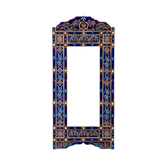Navy Blue Full Length Floor Mirror Frame Moroccan Handpainted | Etsy