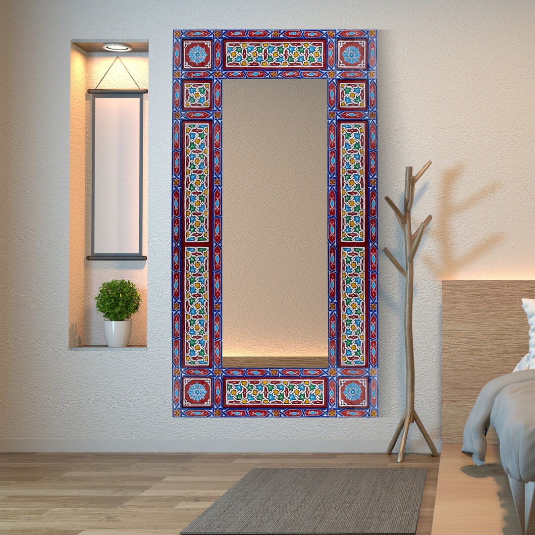 Purple Full Length Floor Mirror Frame, Moroccan Handpainted Bathroom ...
