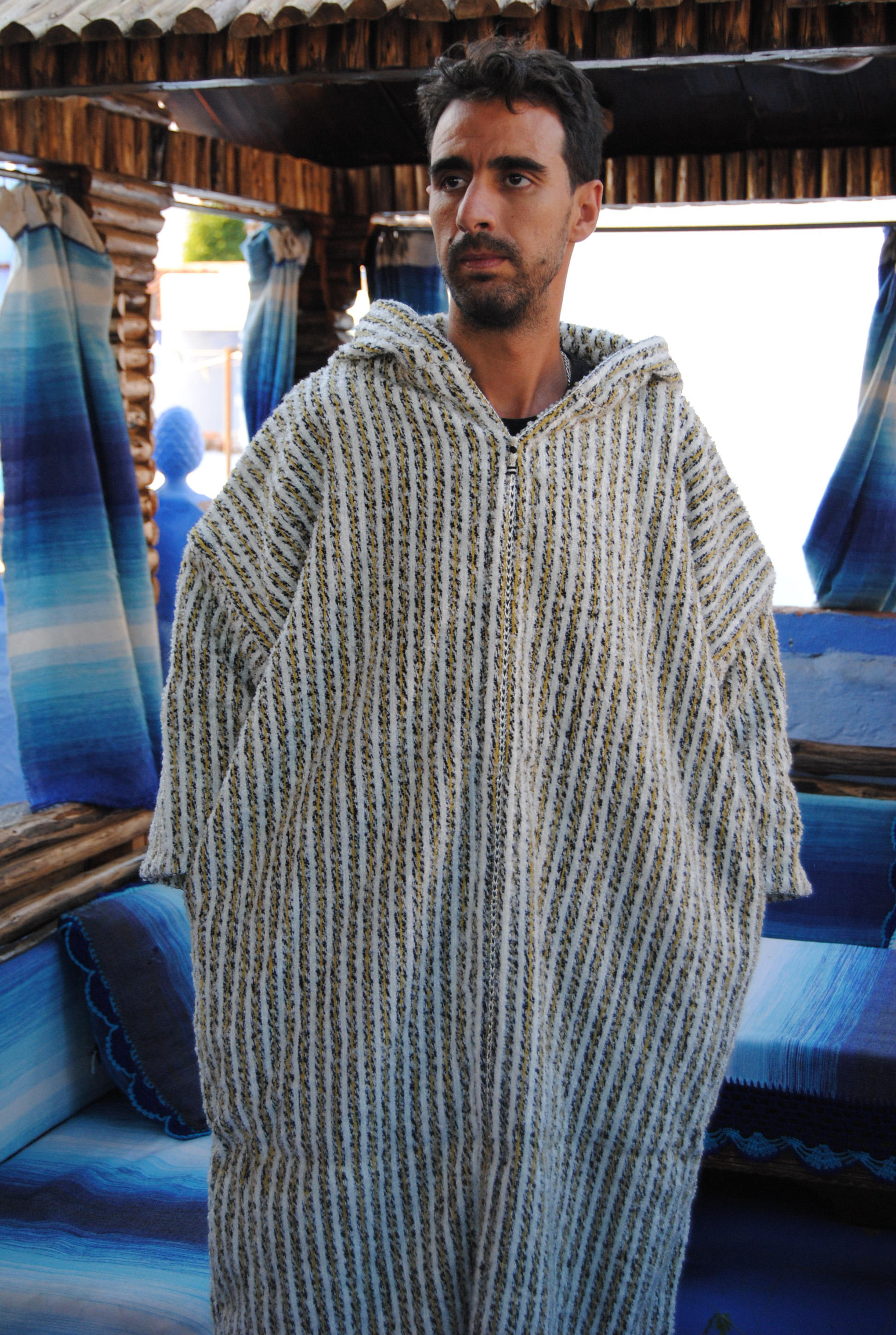 Chilaba tradicional marroquí, kaftan de ropa bereber para hombres, lana de  hombre de chilaba de cielo blanco y azul a rayas, lana de chilaba de  vestido marroquí -  México