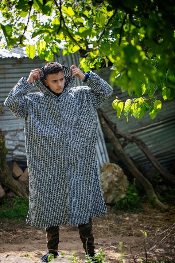 Chilaba tradicional marroquí, kaftan de ropa bereber para hombres, lana de  hombre Djellaba gris y negro, lana de chilaba de vestido marroquí -   España