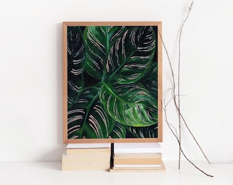 Tropischer digitaler Download, Kunstdruck, botanische Kunst, tropisches Palmenblatt-Dekor