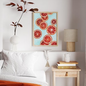 Blood Oranges Digital Download Art Print | Orange Slice Painting | Summer Home Decor | Kitchen Wall Art | Contemporary art print