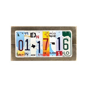 License Plate Anniversary Date Sign – Recycled Aluminum Plates, Tin Anniversary Gift