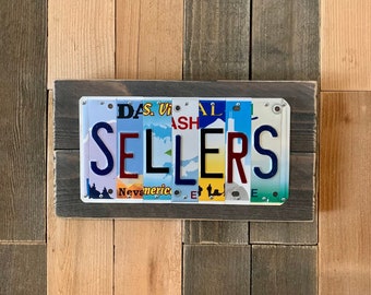 Custom Last Name License Plate Sign / Unique Housewarming Gift Idea /  Wedding Gift for Travelers / Anniversary Gift for Him