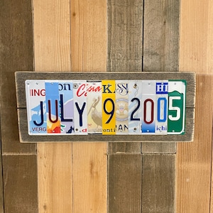Custom License Plate 20th Anniversary Sign | Personalized 20-Year Anniversary Plate on Wood