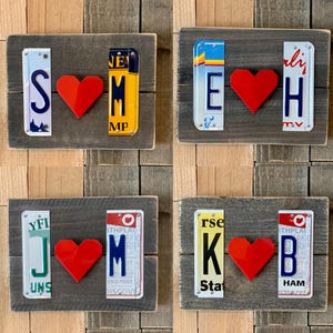 Anniversary Gift for Him | Custom License Plate Initials with Red Folded Heart | Personalized Long Distance Gift for Her Bild 10