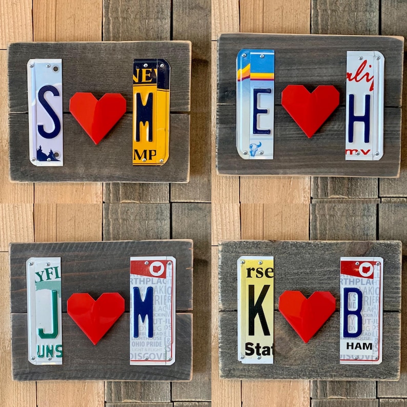 Anniversary Gift for Him | Custom License Plate Initials with Red Folded Heart | Personalized Long Distance Gift for Her Bild 10