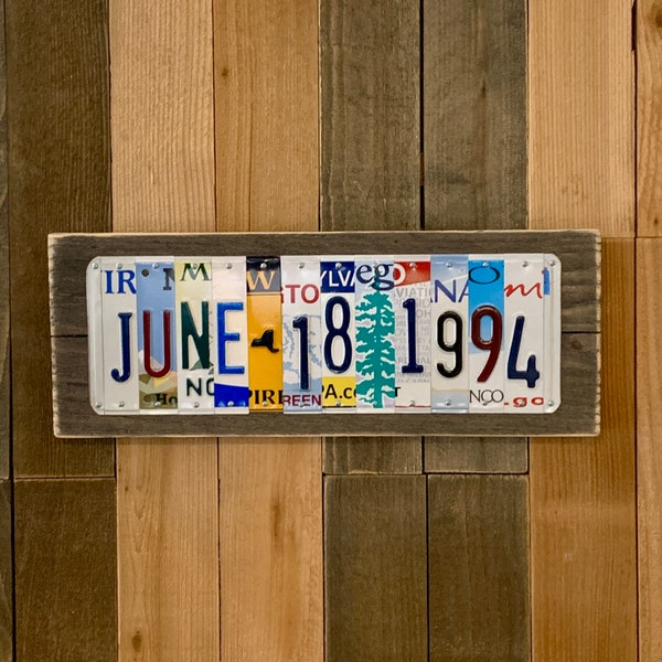 30th Anniversary Gift for Husband | Custom 30th Wedding Anniversary Gift Idea for Parents | Recycled License Plate Sign | Repurposed Wood